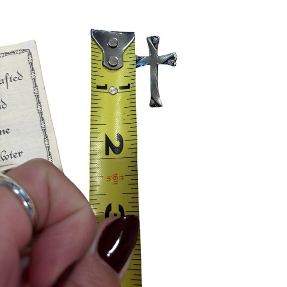 Handmade Fine Pewter Cross Pin Roses New England Vintage NWT Classic Elegant - Picture 8 of 8